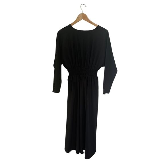 Zara Elastic Waist Midi Length Black Dress Size Small - Picture 7 of 7